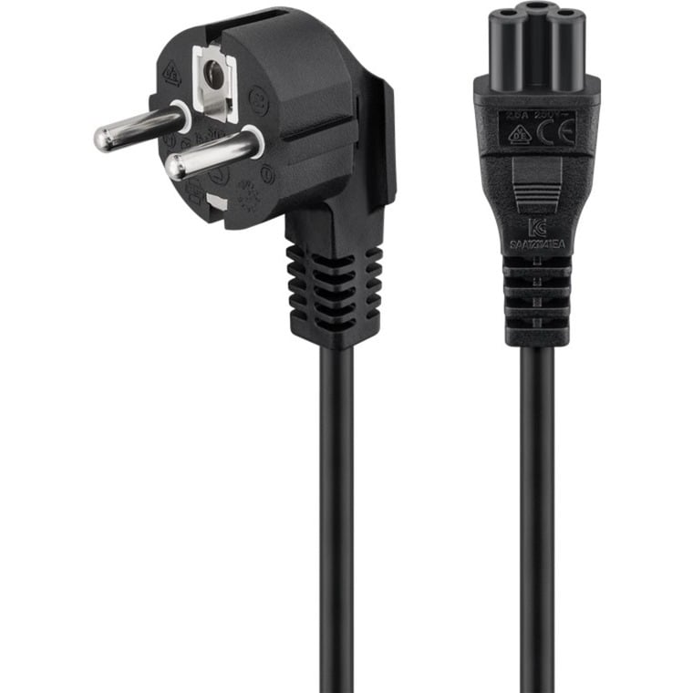goobay Kaltgerätekabel Notebook, C5 >  Schutzkontakt-Stecker schwarz, 1,8 Meter, abgewinkelter Stecker