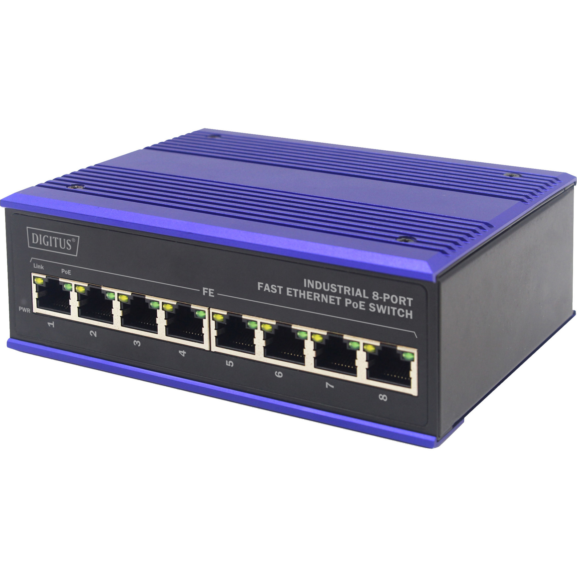 8 Port Fast Ethernet Netzwerk PoE Switch,Industrial, Unmanaged