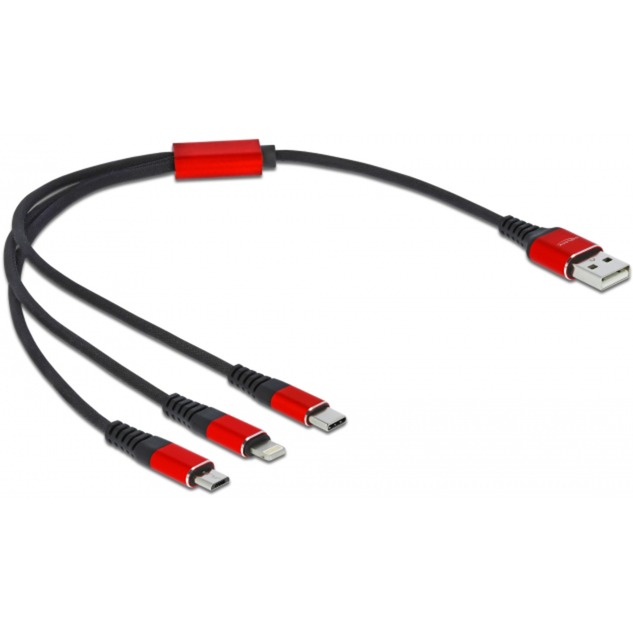 USB Ladekabel, USB-A Stecker > 2x USB-C + Lightning Stecker