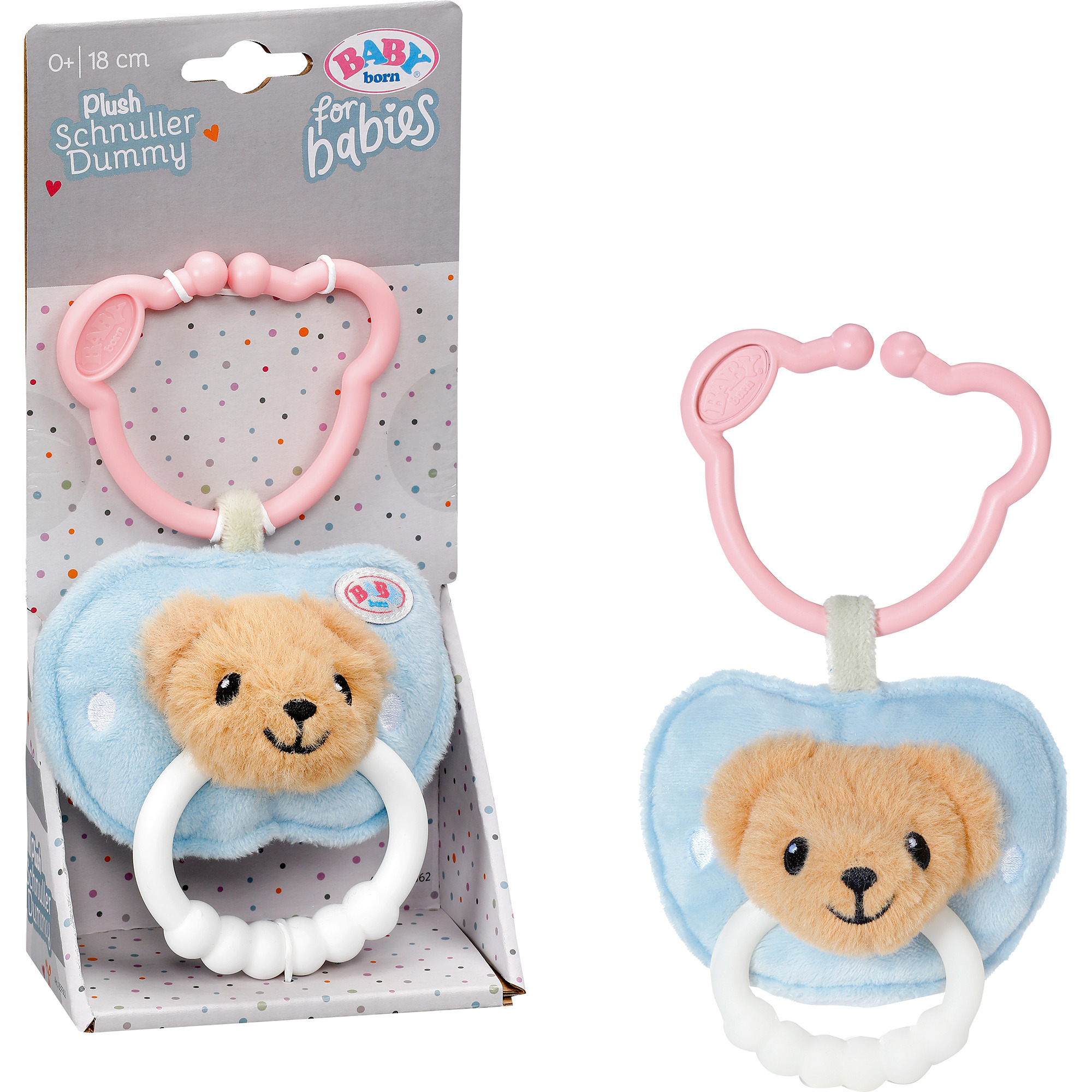 Schnuller für Babys BABY born mit Beißring und Clip Teddy-Design waschbar