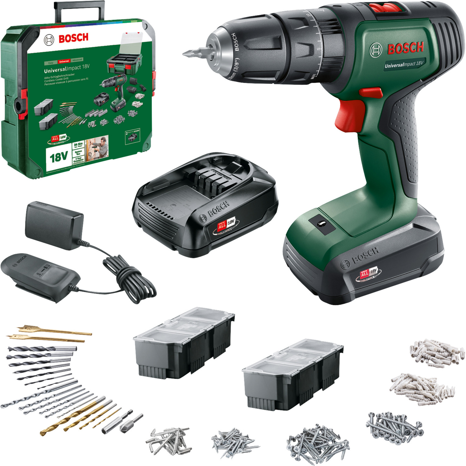 Akku-Schlagbohrschrauber UniversalImpact 18V, Set