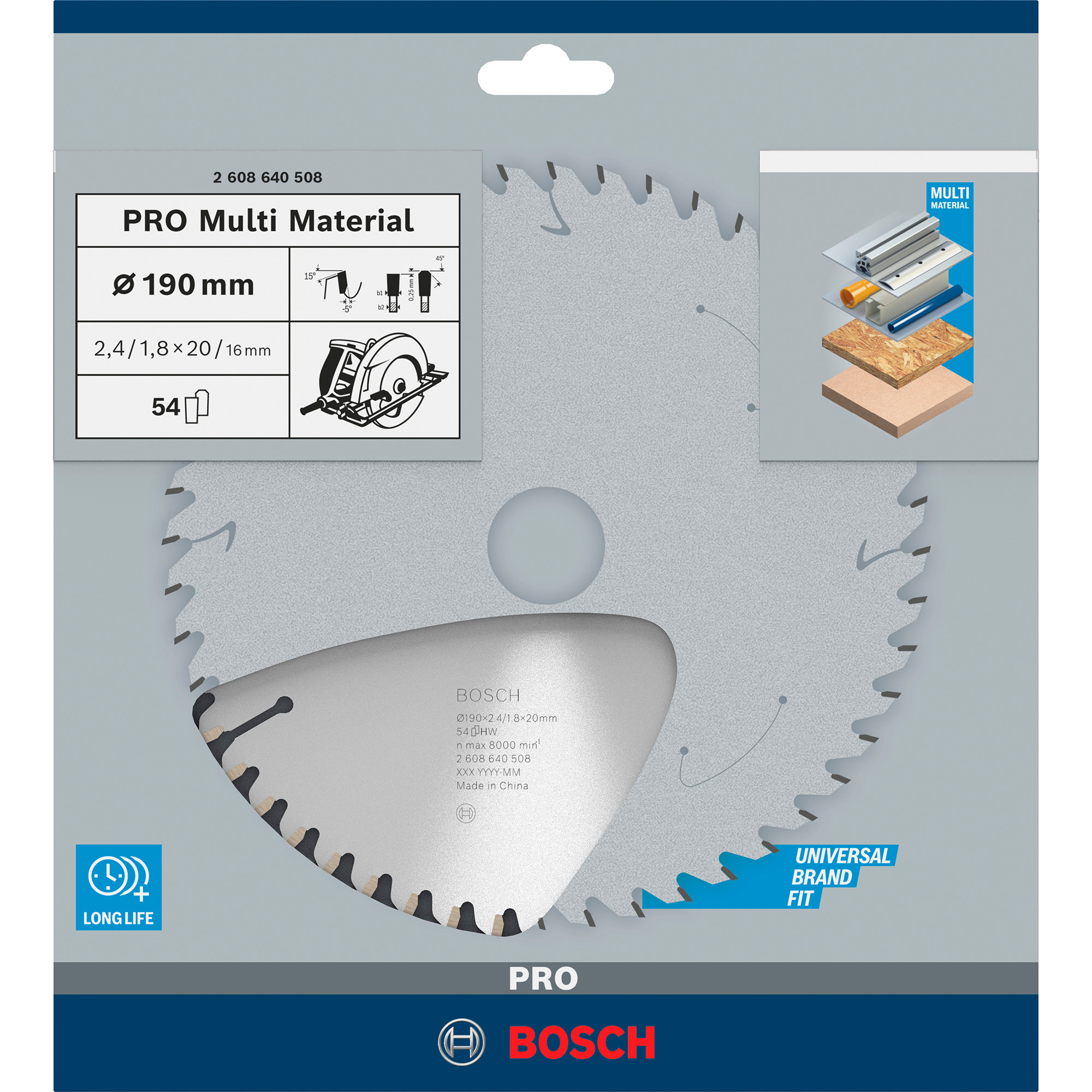PRO Multi Material Kreissägeblatt, Ø 190mm, 54Z