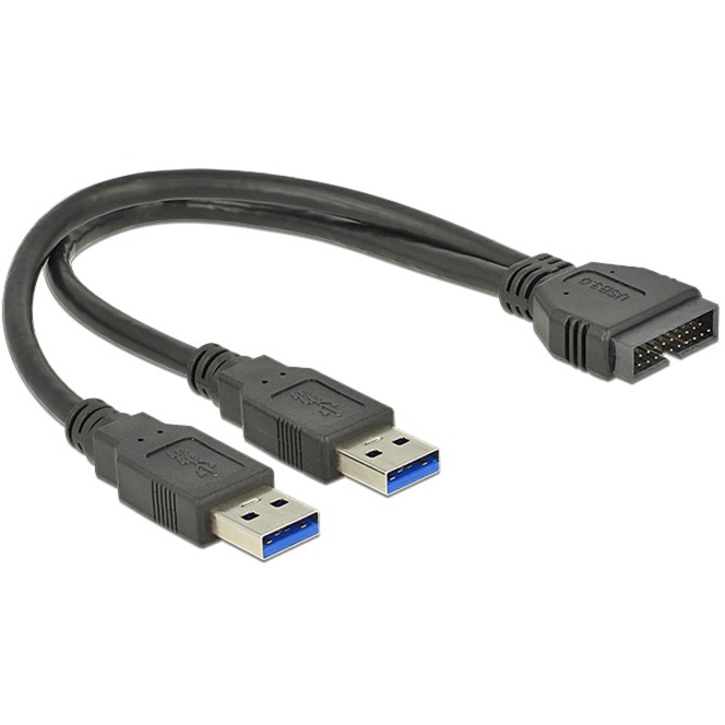 USB 3.2 Gen 1 Adapter, USB Pfostenstecker > 2x USB-A Stecker