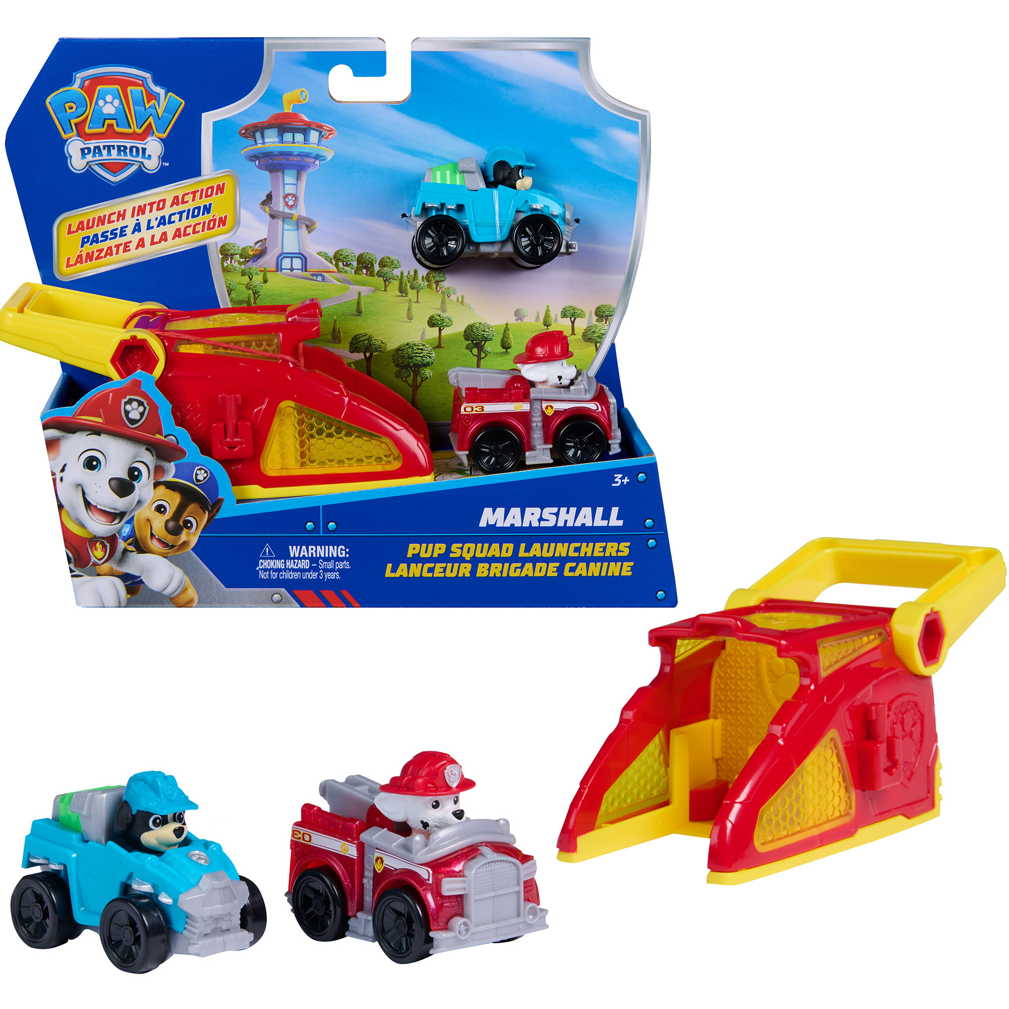 Paw Patrol - Pup Squad Launcher mit Marshall und Rex Fahrzeugen, Spielfahrzeug
