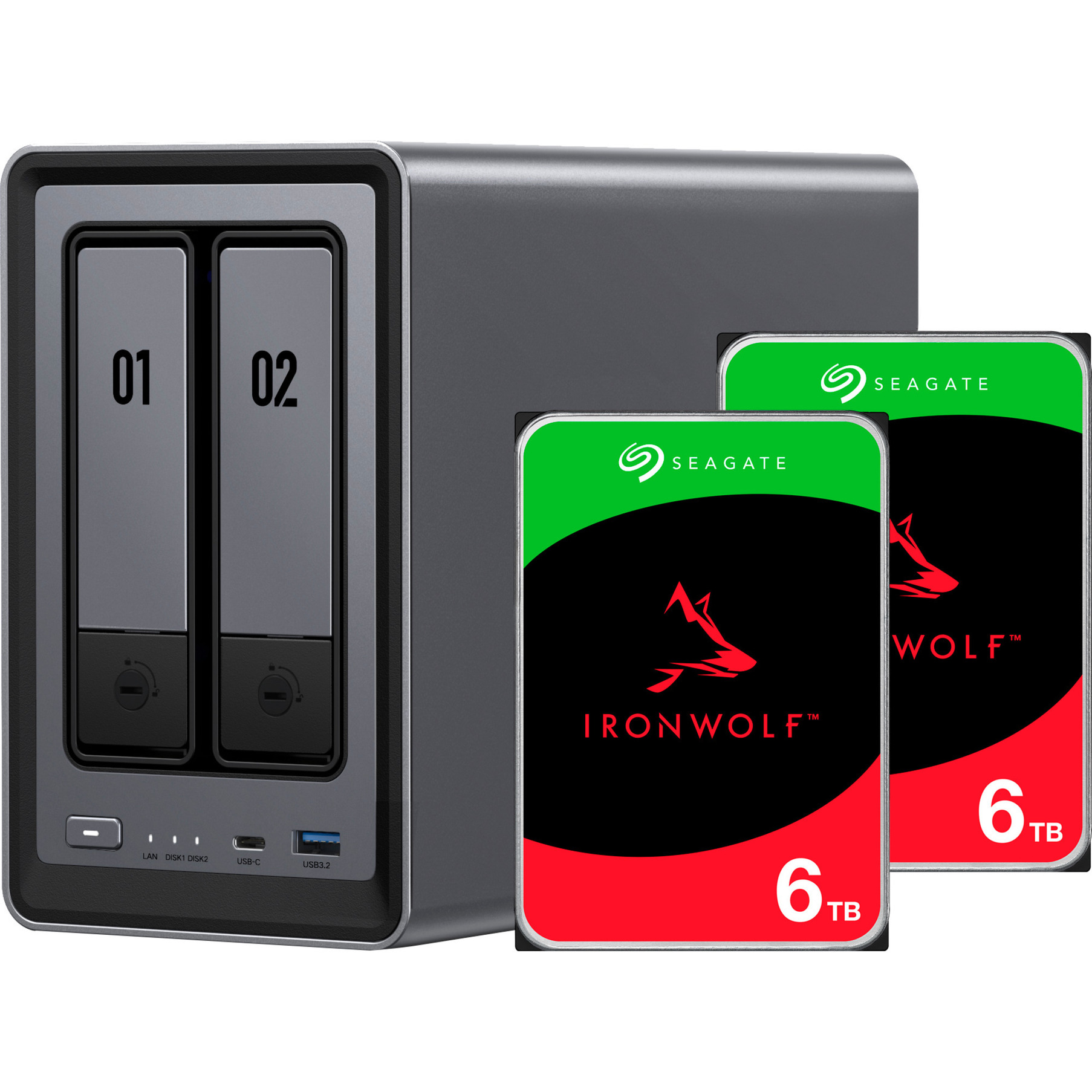 DXP2800 + 2x 6 TB Seagate IronWolf HDD Bundle, NAS