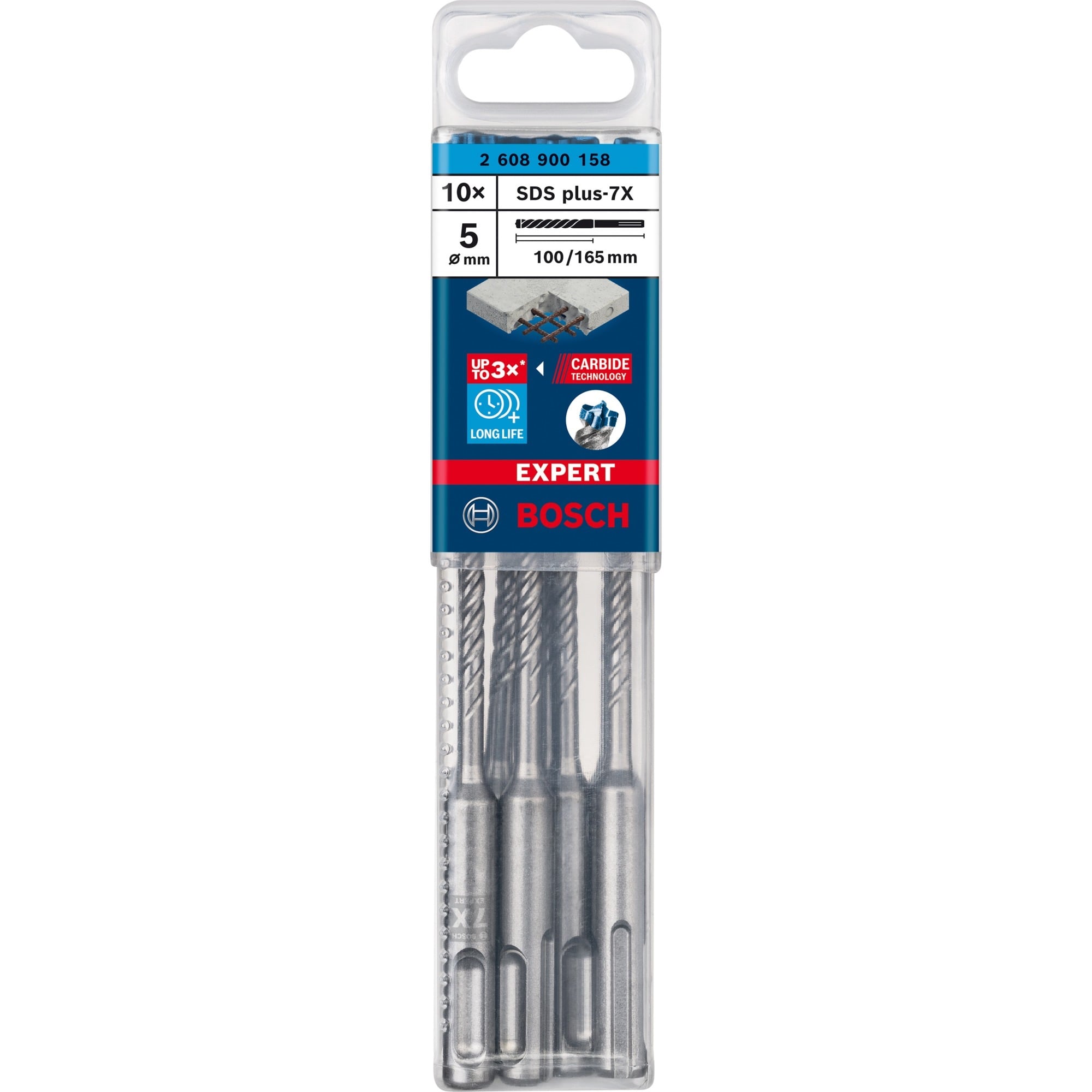 EXPERT Hammerbohrer SDS-plus-7X, Ø 5mm, 10 Stück