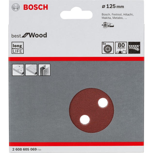 Bosch Schleifblatt-Set Best for Wood 125mm P80 | 03165140158862 Bosch Schleifblatt-Set Best for Wood 125mm P80 | 03165140158862