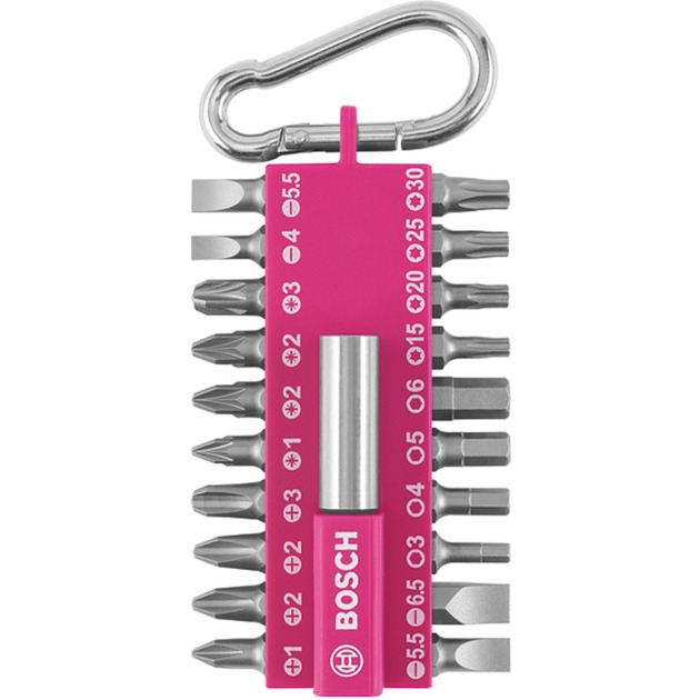 Bosch Schrauberbit-Set mit Snap-hook, Bit-Satz pink, 21-teilig