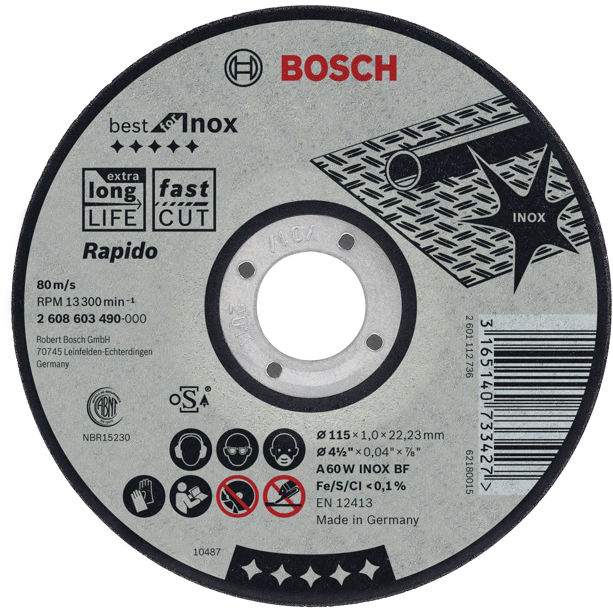 Bosch Trennscheibe Best for Inox – Rapido, Ø 125mm | 03165140733441 Bosch Trennscheibe Best for Inox – Rapido, Ø 125mm | 03165140733441