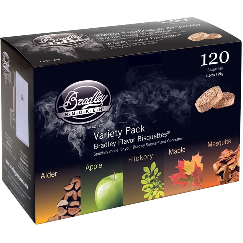 Bradley 5 Variationen Aromen Bisquetten, 120 Stück, Räucherholz | 00689796800256
