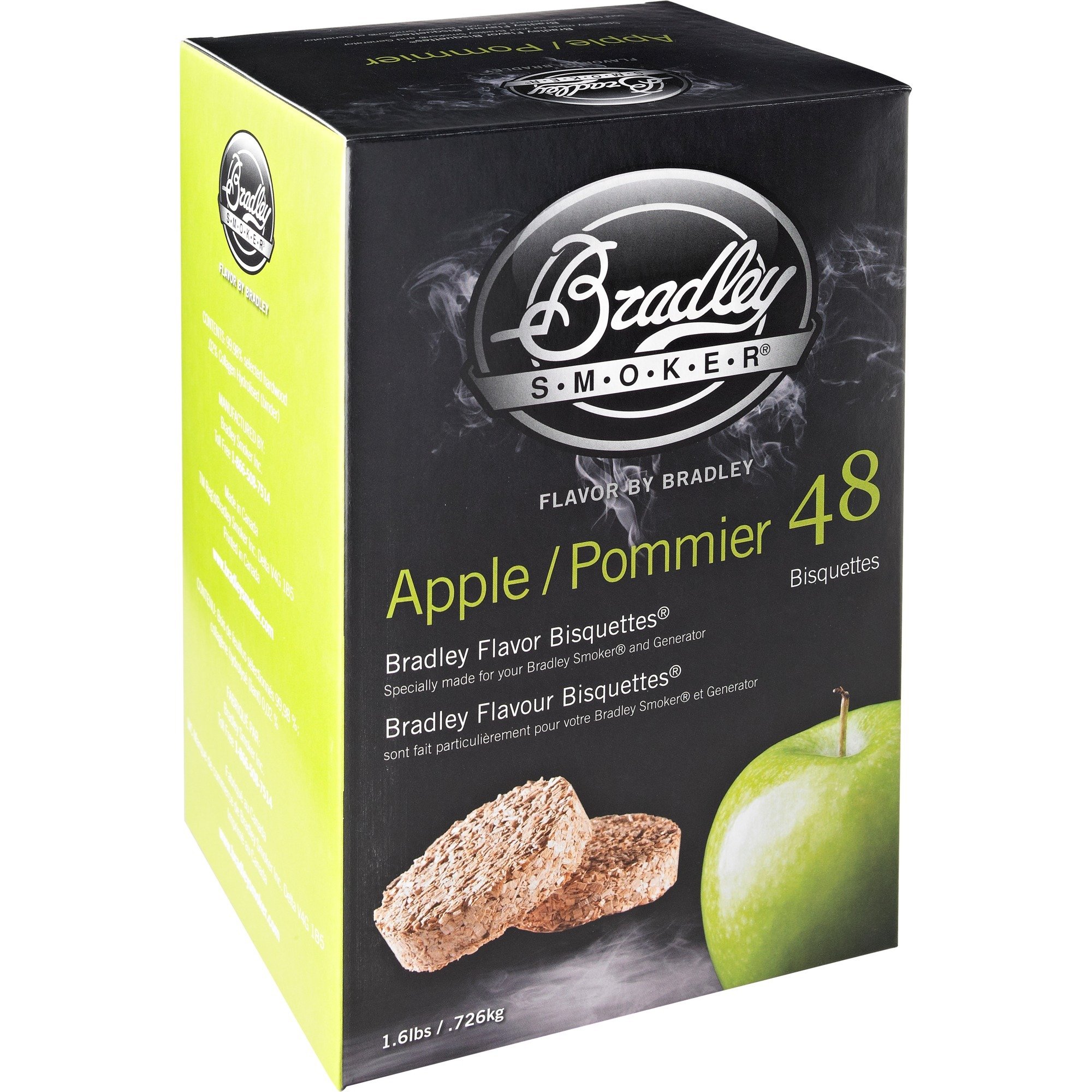 Bradley Apfel Bisquetten, 48 Stück, Räucherholz | 00689796220221