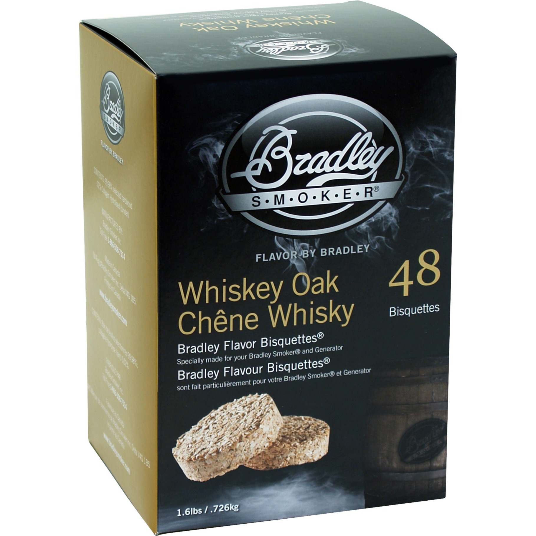 Bradley Whiskey Eiche Bisquetten, 48 Stück, Räucherholz | 00689796130049 Bradley Whiskey Eiche Bisquetten, 48 Stück, Räucherholz | 00689796130049