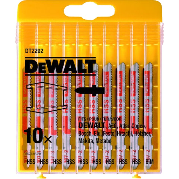 Dewalt HSS Stichsägeblatt-Satz DT2292, 10-teilig | 05035048061084 Dewalt HSS Stichsägeblatt-Satz DT2292, 10-teilig | 05035048061084
