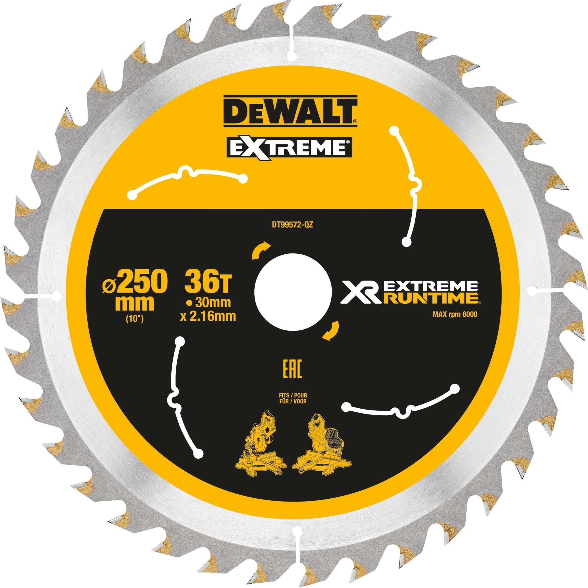 Dewalt Kreissägeblatt XR EXTREME RUNTIME DT99572, Ø 250mm, 36Z | 05035048542330 Dewalt Kreissägeblatt XR EXTREME RUNTIME DT99572, Ø 250mm, 36Z | 05035048542330