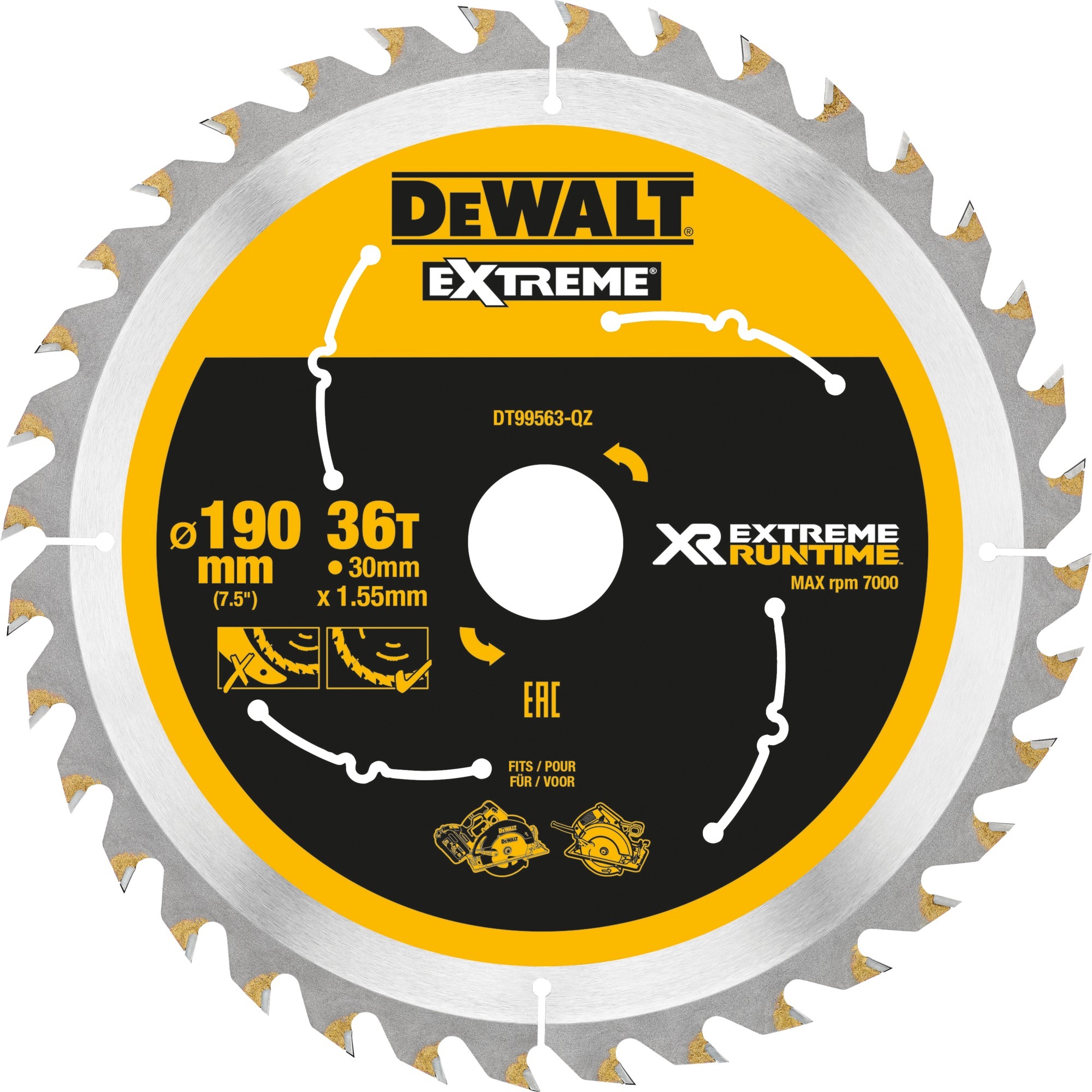 Dewalt Kreissägeblatt DT99563, 190mm / 30mm | 05035048542224 Dewalt Kreissägeblatt DT99563, 190mm / 30mm | 05035048542224