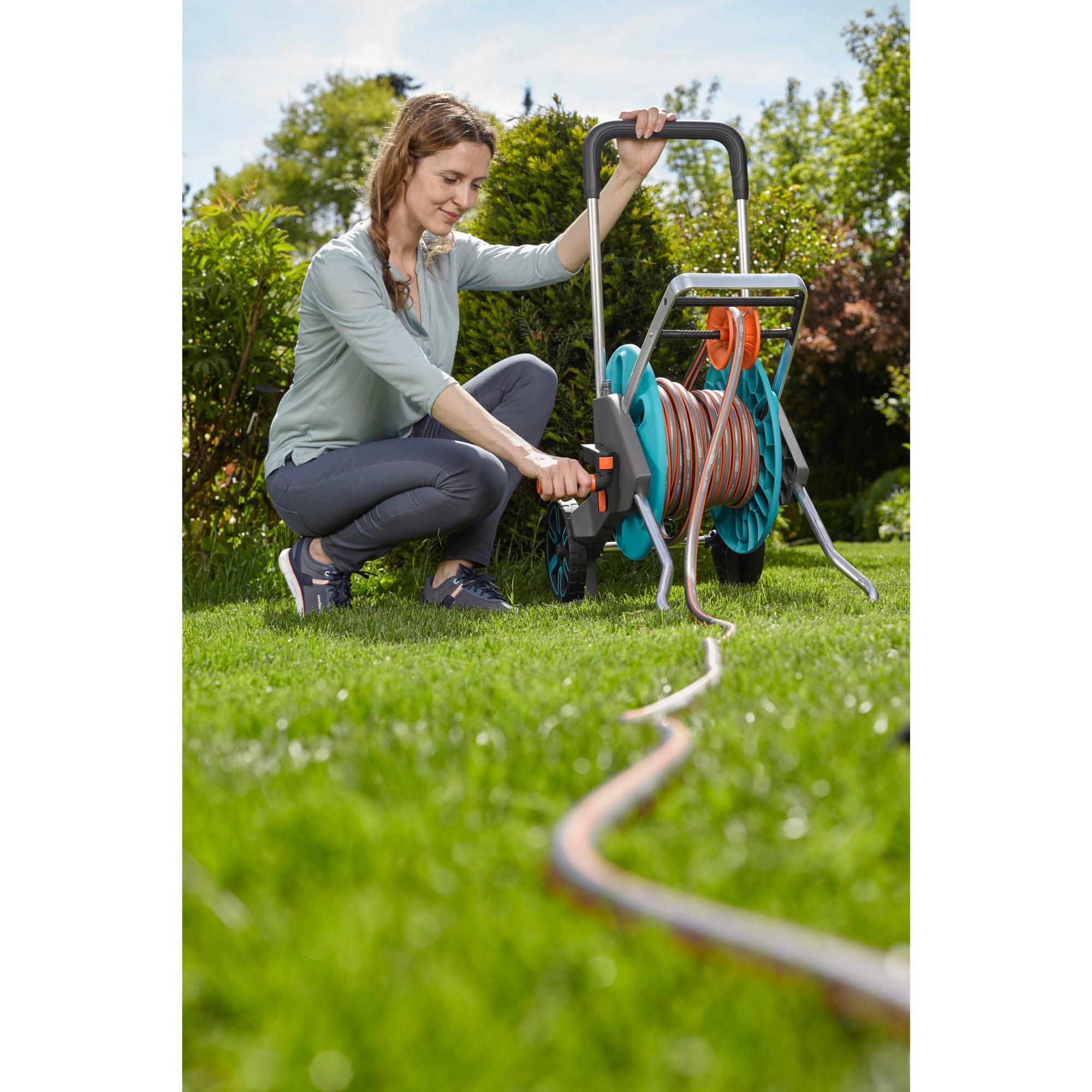 GARDENA Schlauchwagen CleverRoll M Easy Set türkis/grau, 20 Meter, mit
