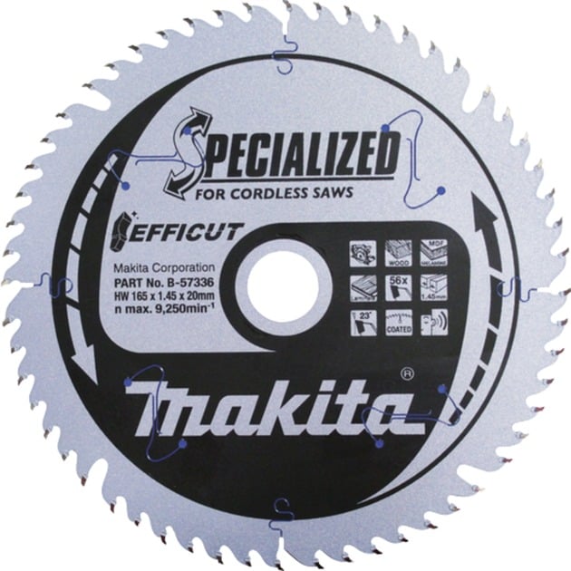 Makita Kreissägeblatt EFFICUT B-57336, Ø 165mm, 56Z | 00088381518420 Makita Kreissägeblatt EFFICUT B-57336, Ø 165mm, 56Z | 00088381518420