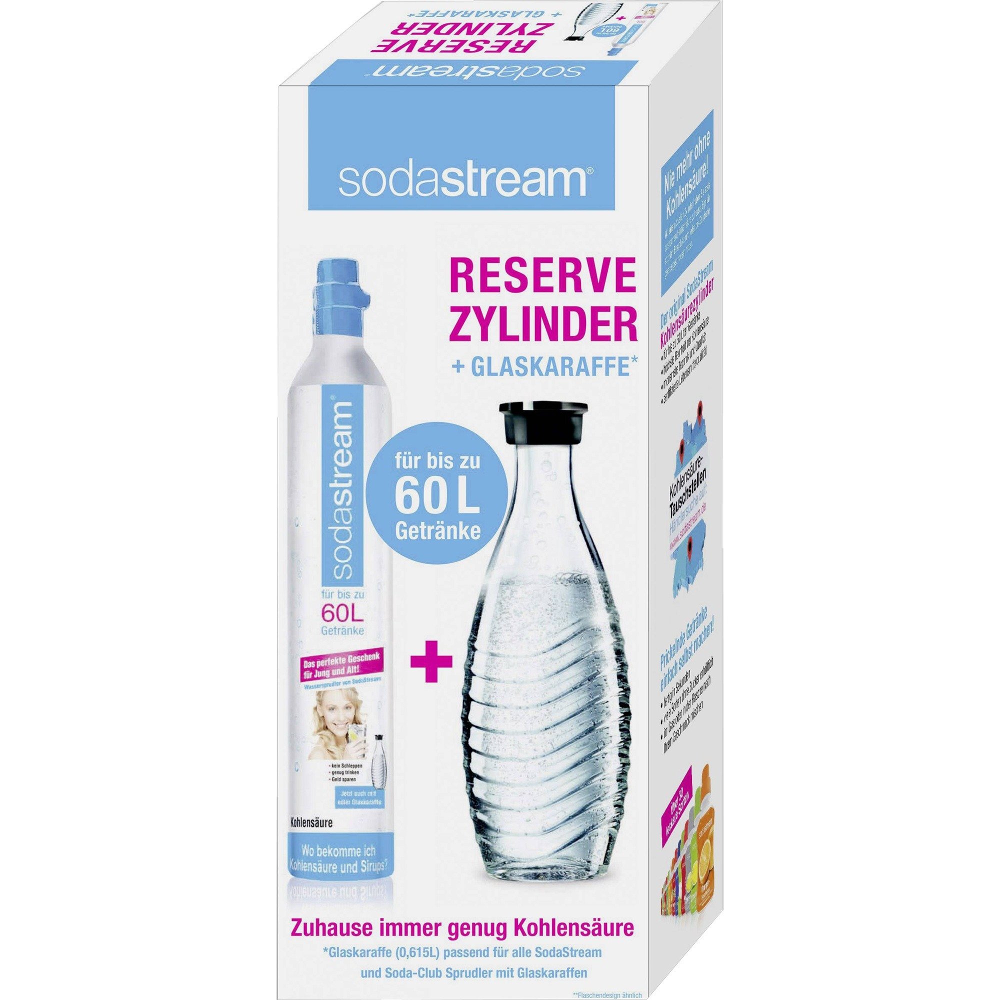 Sodastream Reserve CO₂-Zylinder 60L + 1 Glaskaraffe, für Wassersprudler | 07290012933981 Sodastream Reserve CO₂-Zylinder 60L + 1 Glaskaraffe, für Wassersprudler | 07290012933981