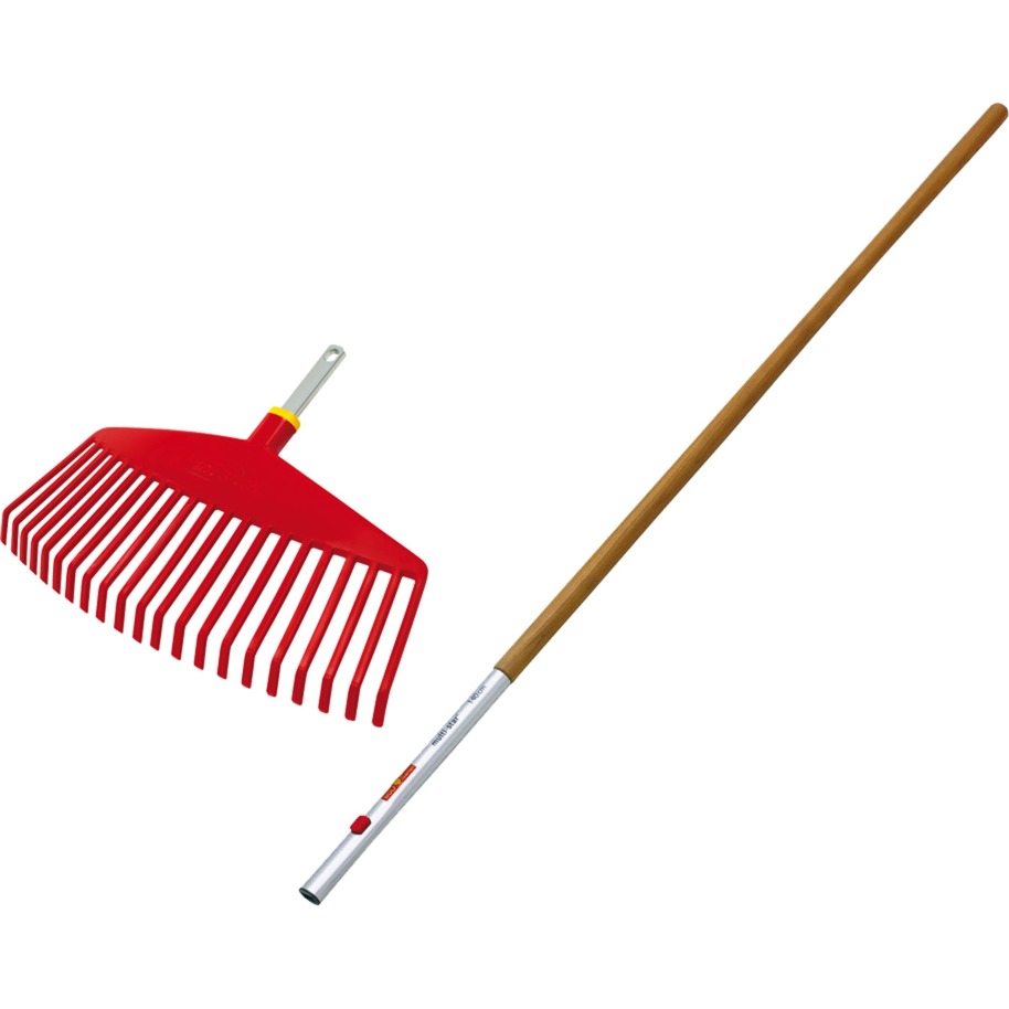 Wolf-Garten multi-star Kunststoffbesen Ui-M + Eschenholz-Stiel ZM 140 Set, Rechen | 04008423882421