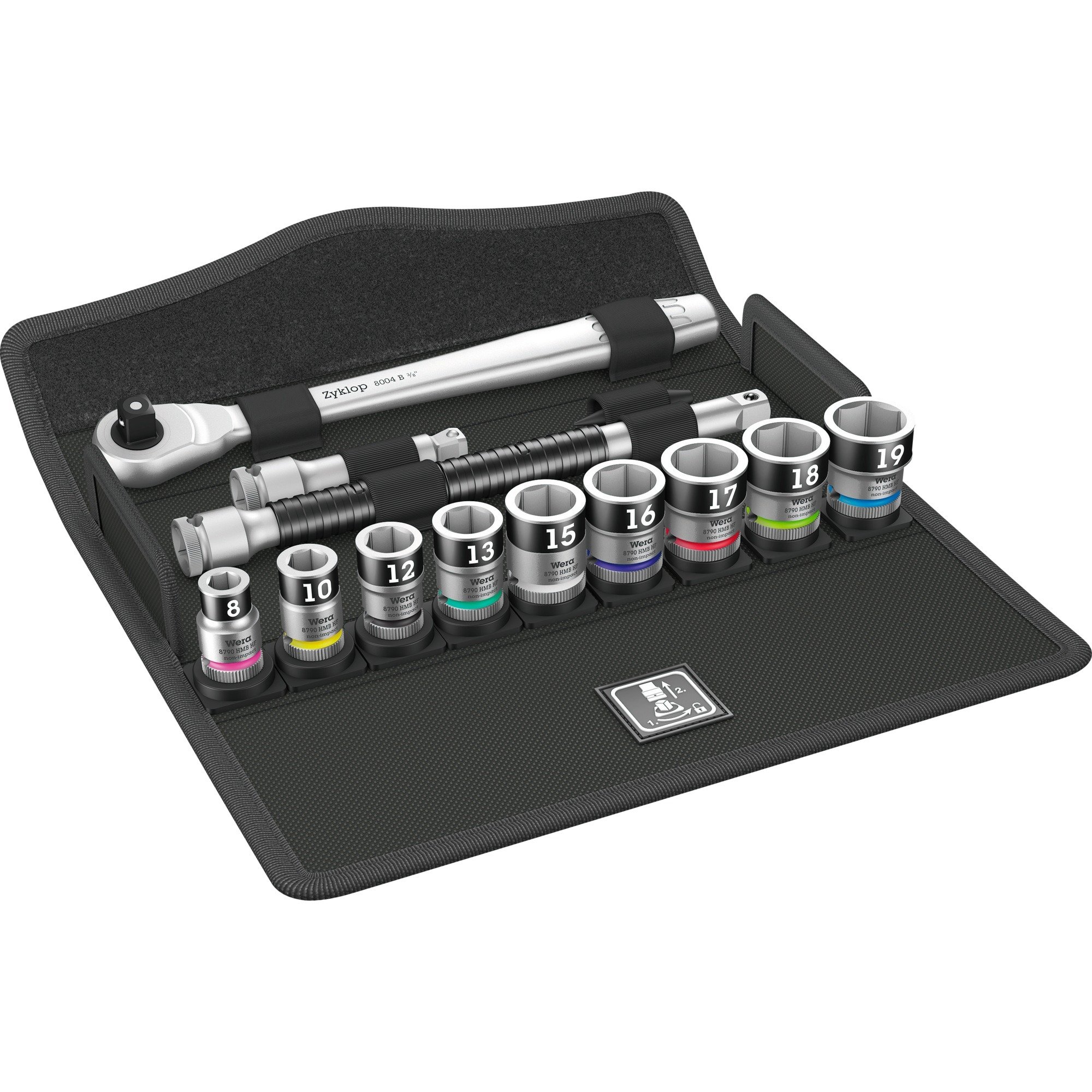 Wera Zyklop Metal-Knarrensatz 8100 SB HF1, 3/8″, 13-teilig, Werkzeug-Set | 04013288195081 Wera Zyklop Metal-Knarrensatz 8100 SB HF1, 3/8″, 13-teilig, Werkzeug-Set | 04013288195081