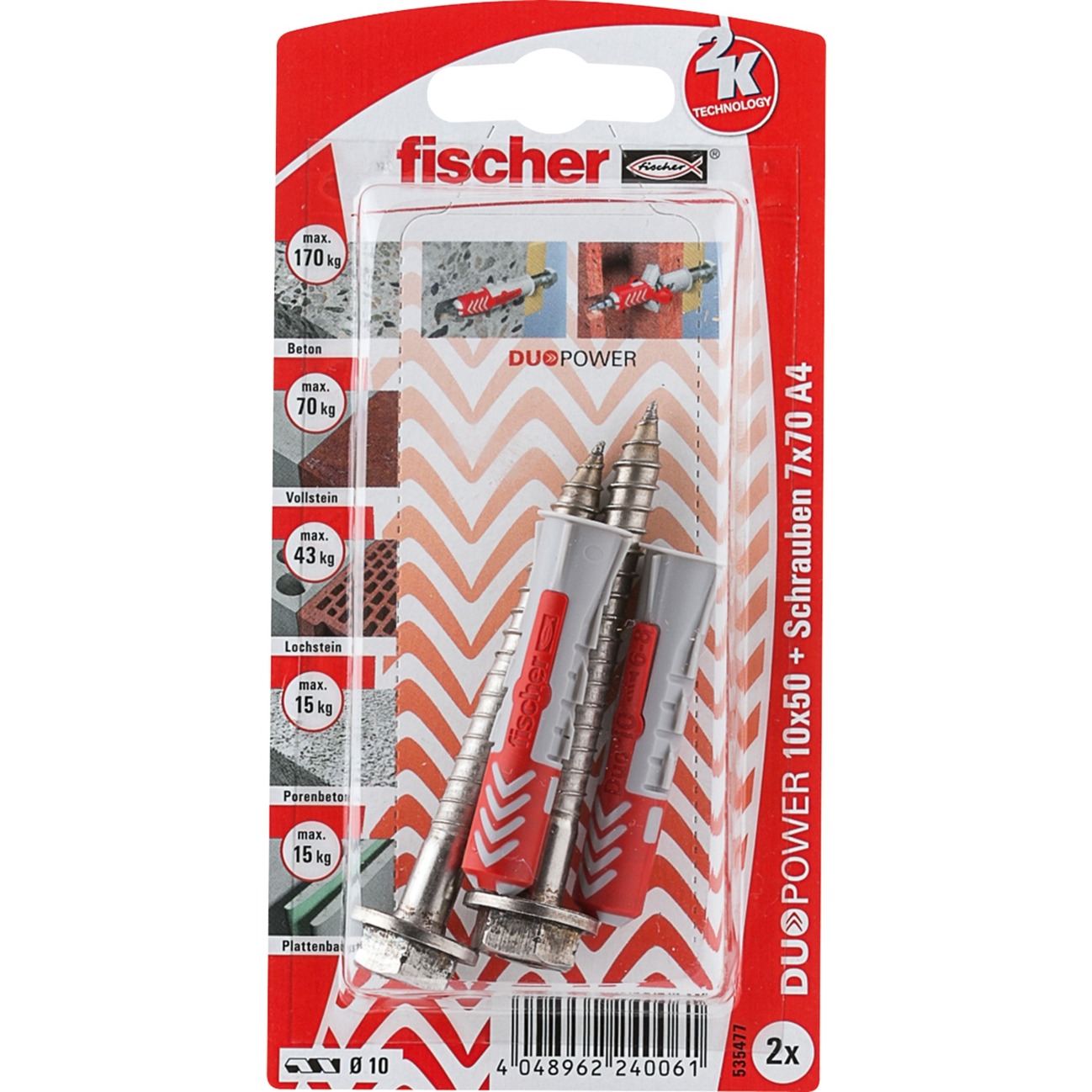 Fischer Dübel DUOPOWER 10X50 S A4 K DE | 04048962240061 Fischer Dübel DUOPOWER 10X50 S A4 K DE | 04048962240061