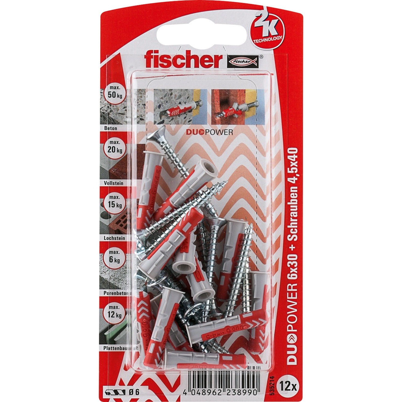 Fischer Dübel DUOPOWER 6X30 S K DE | 04048962238990 Fischer Dübel DUOPOWER 6X30 S K DE | 04048962238990