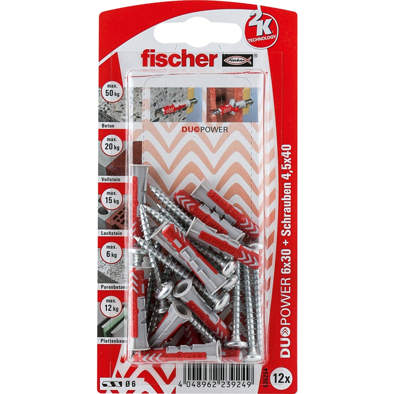 Fischer Dübel DUOPOWER 6X30 S PH K DE | 04048962239249 Fischer Dübel DUOPOWER 6X30 S PH K DE | 04048962239249