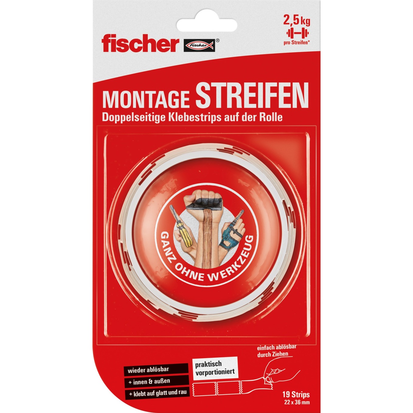 GOW Montagestreifen, 19 Stück, Klebeband