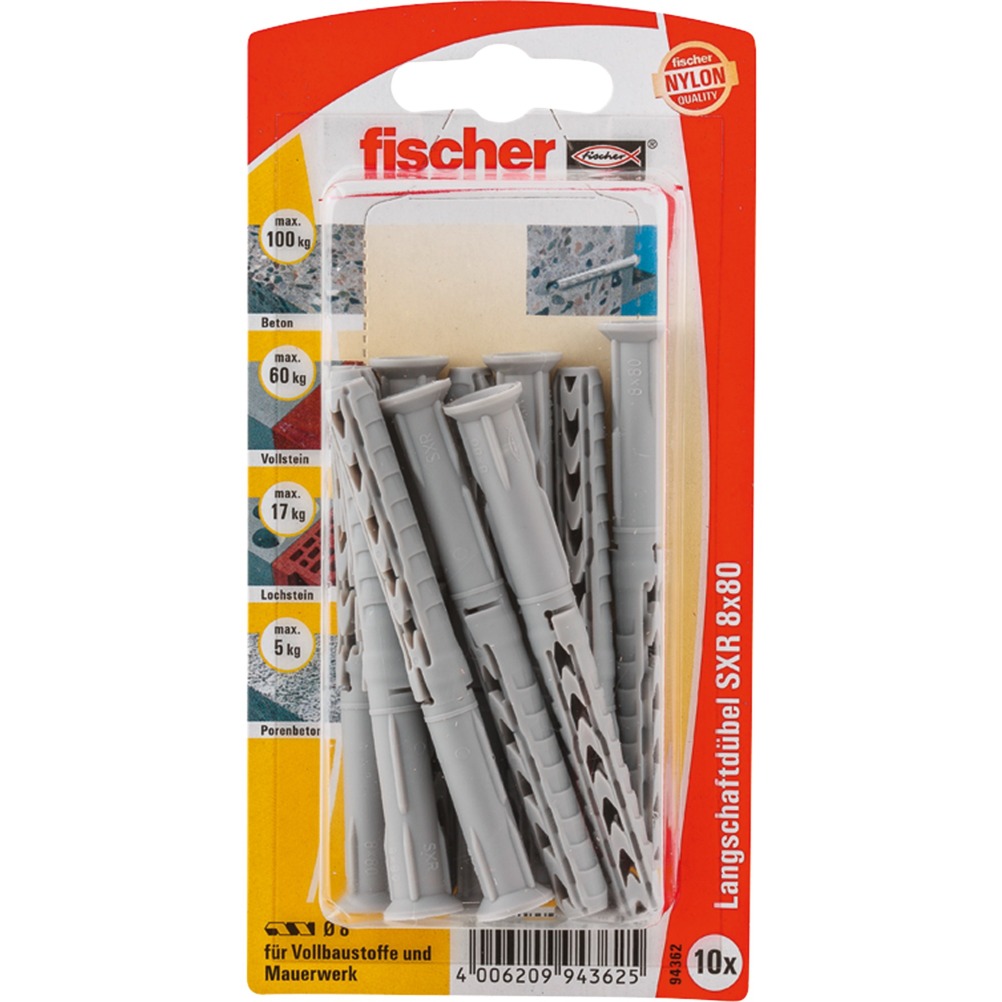 Fischer Langschaftdübel SXR 8×80 K DE | 04006209943625 Fischer Langschaftdübel SXR 8×80 K DE | 04006209943625