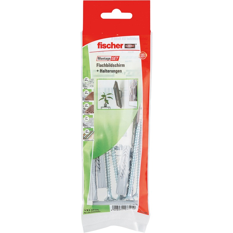 Fischer MontageSet Flachbild-TV + Halterung, Dübel | 04048962233919