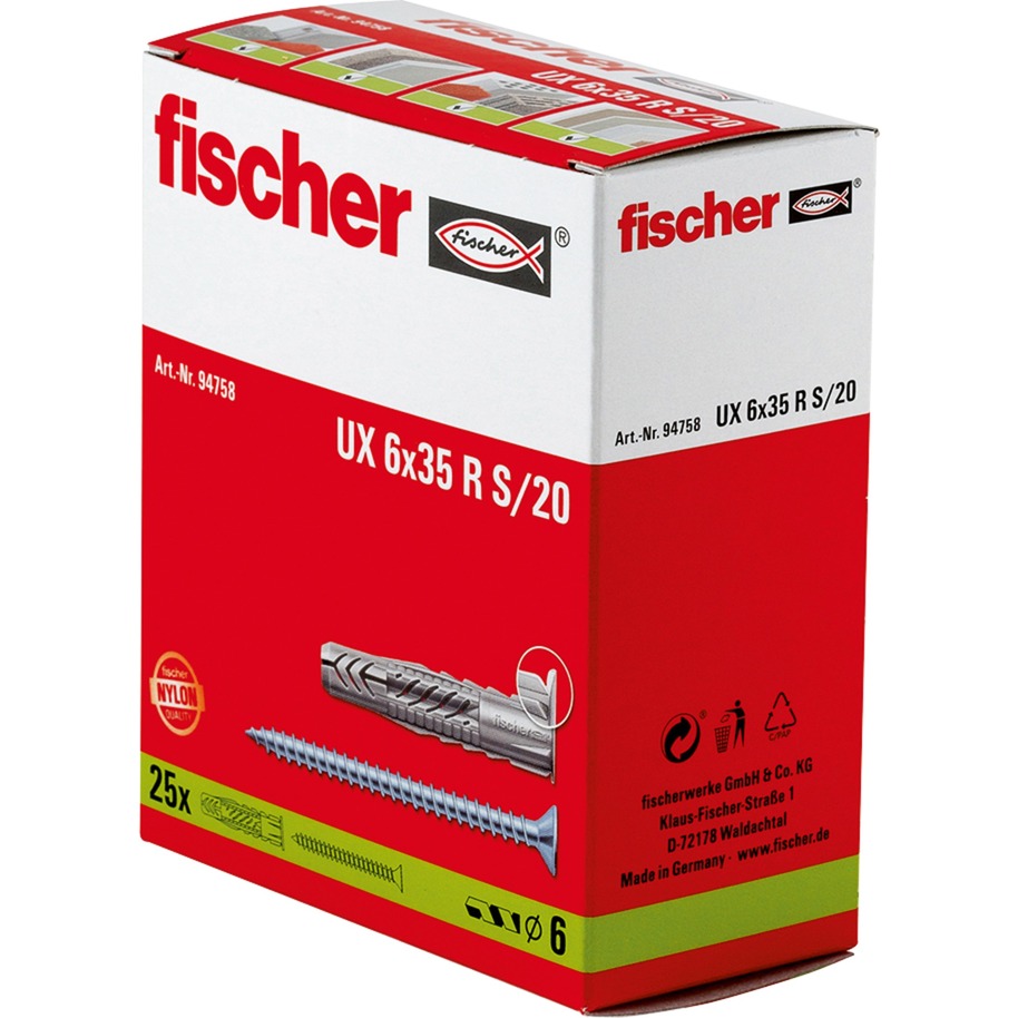 Fischer Universaldübel UX 6×35 R S | 04006209947586 Fischer Universaldübel UX 6×35 R S | 04006209947586