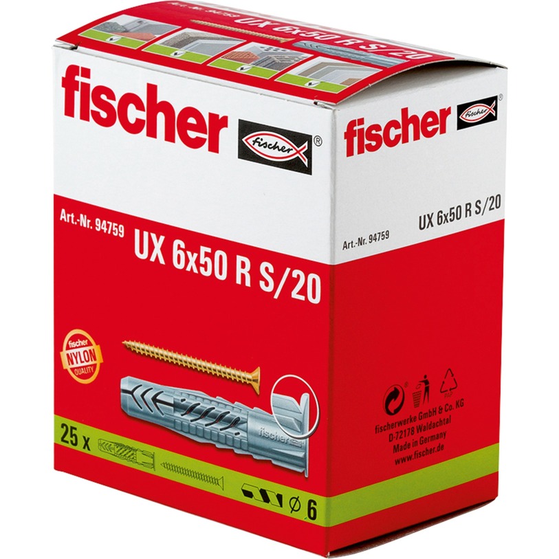 Fischer Universaldübel UX 6×50 R S/20 | 04006209947593 Fischer Universaldübel UX 6×50 R S/20 | 04006209947593
