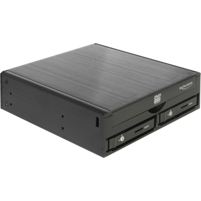 Delock 5.25″ Wechselrahmen für 1 x 5.25″ Slim Laufwerk + 2 x 2.5″ SATA HDD / SSD, Einbaurahmen | 04043619472307 Delock 5.25″ Wechselrahmen für 1 x 5.25″ Slim Laufwerk + 2 x 2.5″ SATA HDD / SSD, Einbaurahmen | 04043619472307