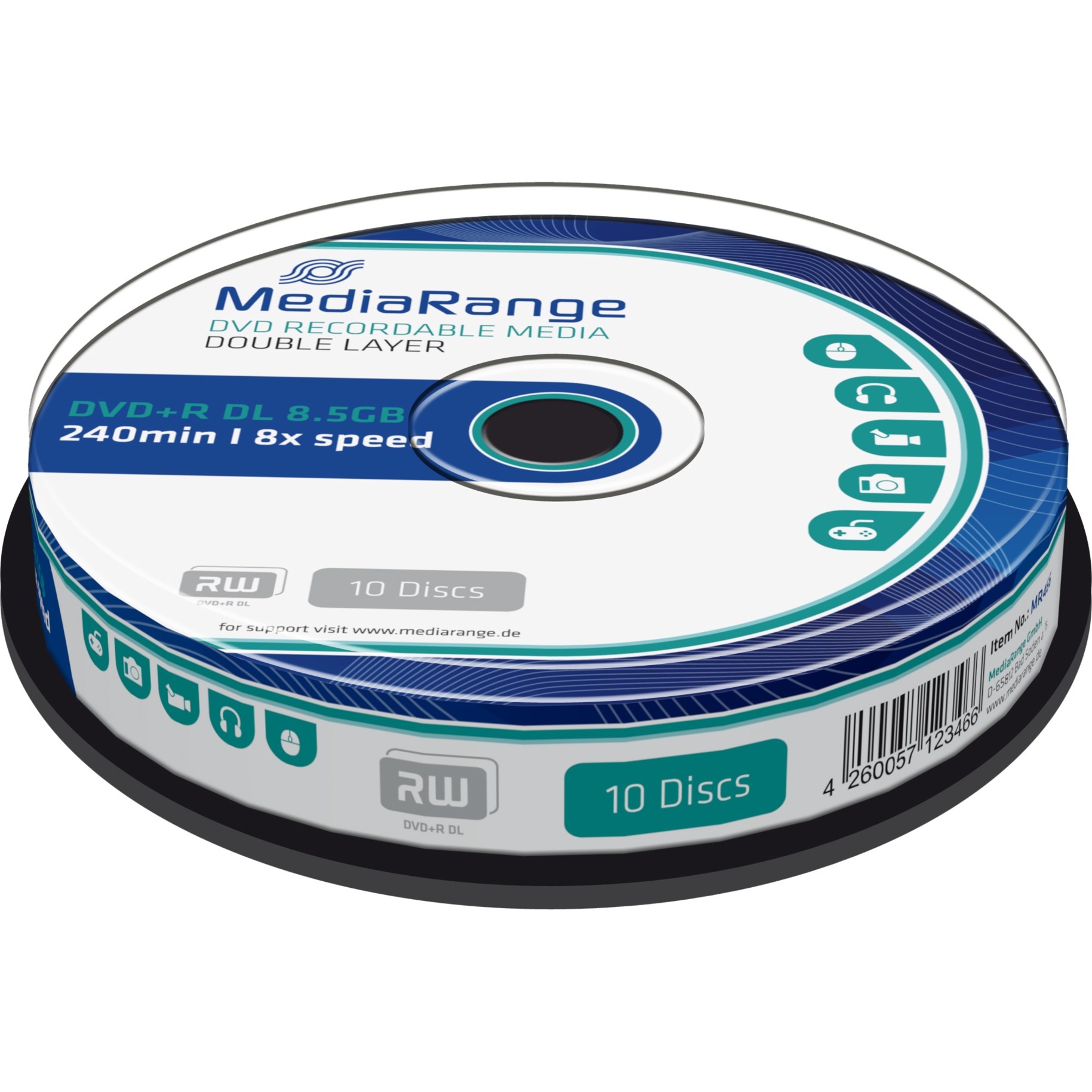MediaRange DVD+R DL 8,5 GB, DVD-Rohlinge | 04260057123466 MediaRange DVD+R DL 8,5 GB, DVD-Rohlinge | 04260057123466