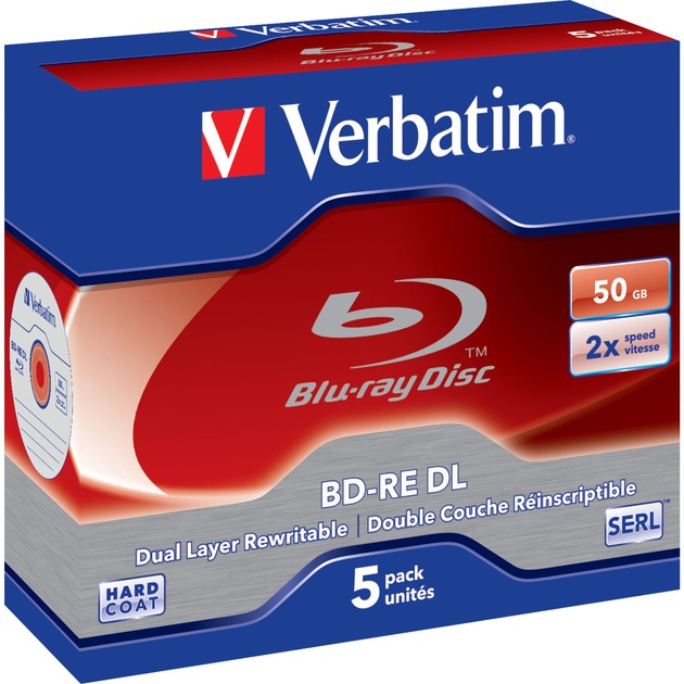 Verbatim BD-RE DL 50 GB, Blu-ray-Rohlinge | 00023942437604 Verbatim BD-RE DL 50 GB, Blu-ray-Rohlinge | 00023942437604