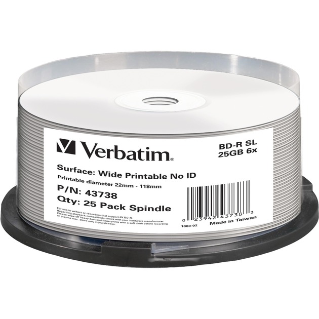 Verbatim BD-R 25 GB, Blu-ray-Rohlinge | 00023942437383 Verbatim BD-R 25 GB, Blu-ray-Rohlinge | 00023942437383