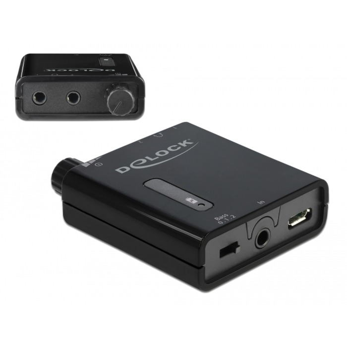 Delock Tragbarer Stereo Kopfhörer-Verstärker mit zwei Ausgängen und Bass-Boost | 04043619640560 Delock Tragbarer Stereo Kopfhörer-Verstärker mit zwei Ausgängen und Bass-Boost | 04043619640560