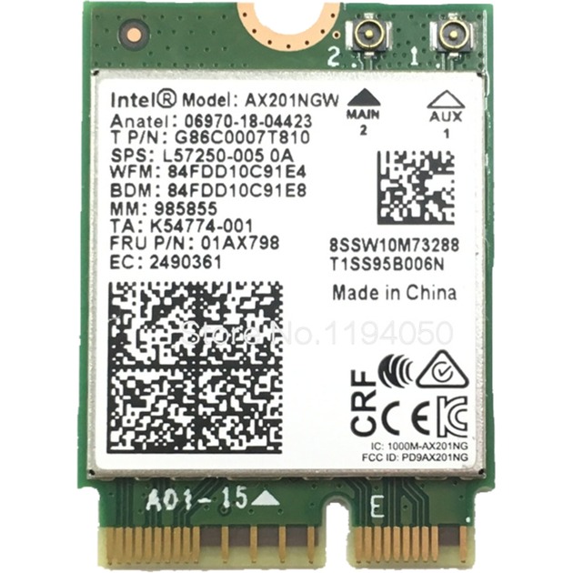 Wi-Fi 6 AX201 M.2 non vPro, WLAN-Adapter