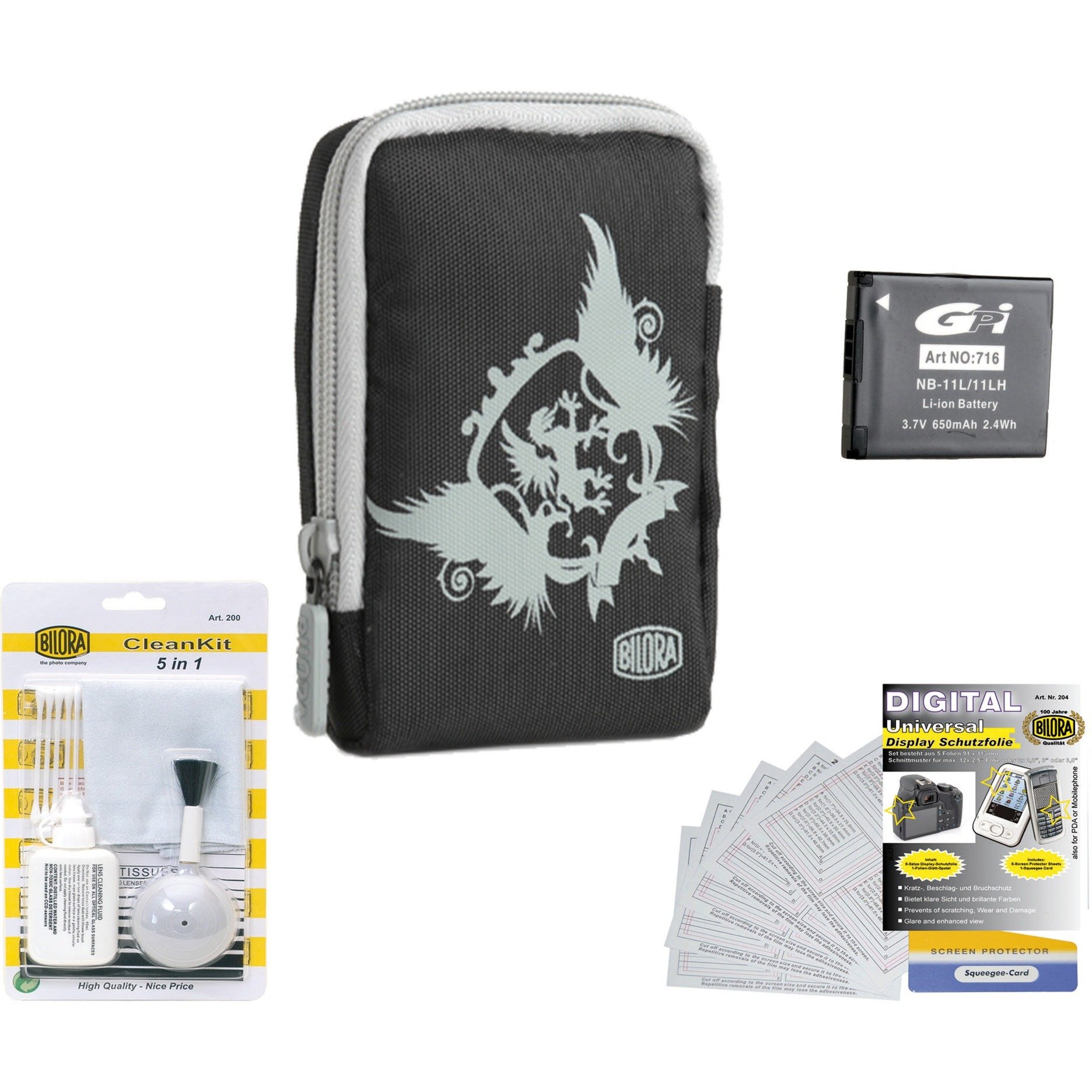 Bilora Kamerazubehör-Set VIII mit Akku, Tasche | 04250494919982 Bilora Kamerazubehör-Set VIII mit Akku, Tasche | 04250494919982