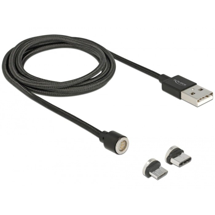 Magnetisches USB 2.0 Kabel, USB-A Stecker > USB-C + Micro-USB Stecker