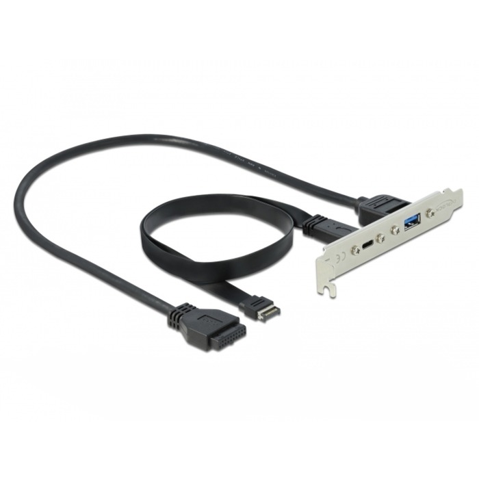 USB 3.2 Gen 2 Slotblende, Key A Stecker + 19 Pin > USB-C + USB-A Buchse