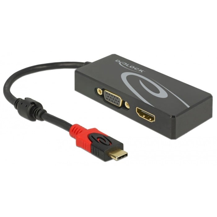 Delock USB Adapter, USB-C Stecker > HDMI Buchse + VGA Buchse | 04043619877300 Delock USB Adapter, USB-C Stecker > HDMI Buchse + VGA Buchse | 04043619877300