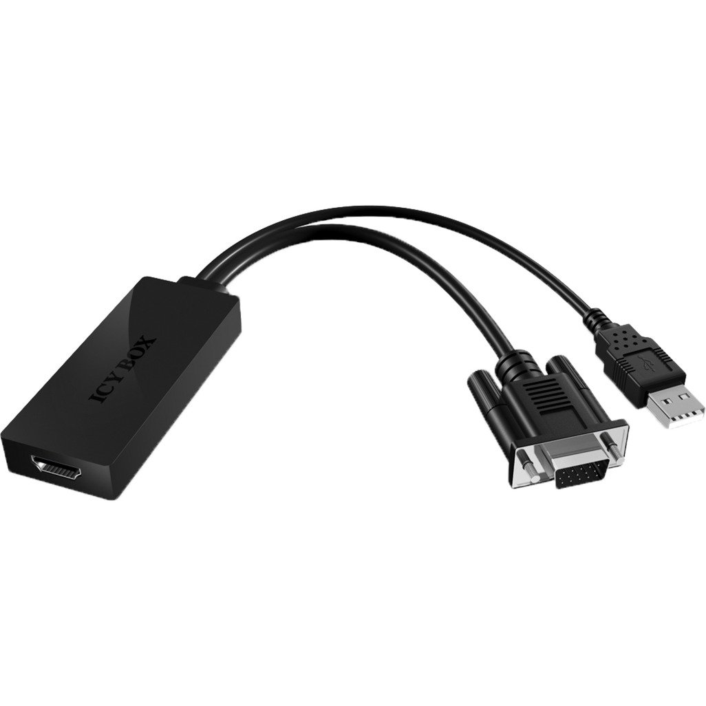 Icy Box USB 2.0 Adapter IB-AC512, USB-A + VGA Stecker > HDMI Buchse | 04250078160168 Icy Box USB 2.0 Adapter IB-AC512, USB-A + VGA Stecker > HDMI Buchse | 04250078160168