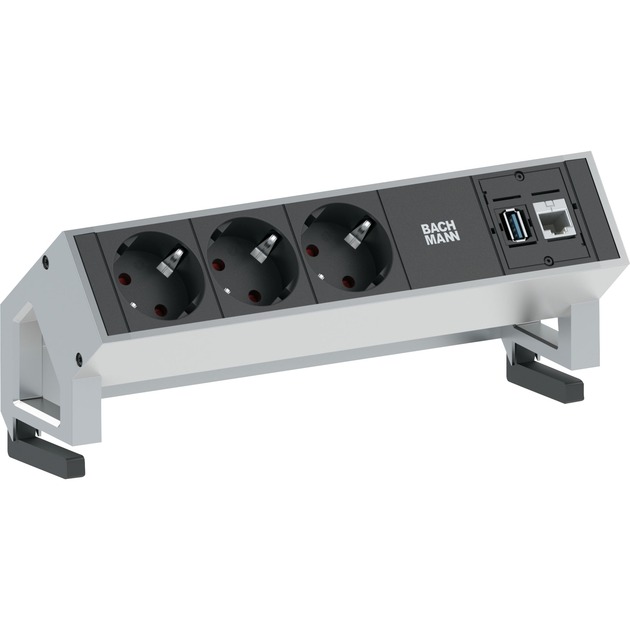 Bachmann DESK 2 Steckdosenleiste 4-fach, 3x Strom, 1x RJ-45, 1x USB-A | 04016514050635 Bachmann DESK 2 Steckdosenleiste 4-fach, 3x Strom, 1x RJ-45, 1x USB-A | 04016514050635