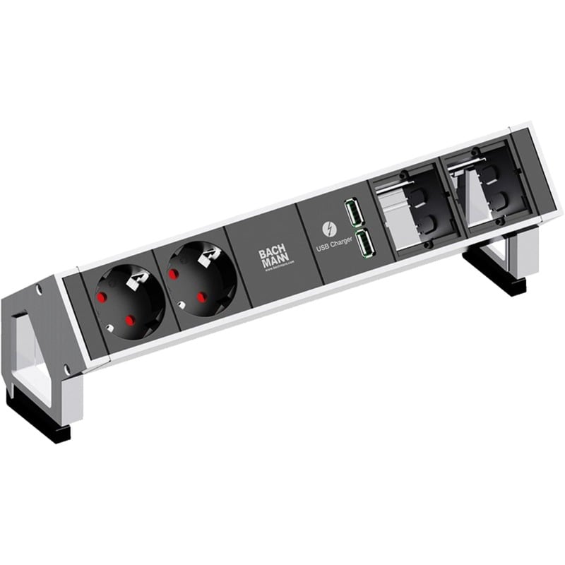 Bachmann DESK 2 Steckdosenleiste 5-fach, 2x Strom, 2x USB-A, 2x Custom Modul | 04016514059355