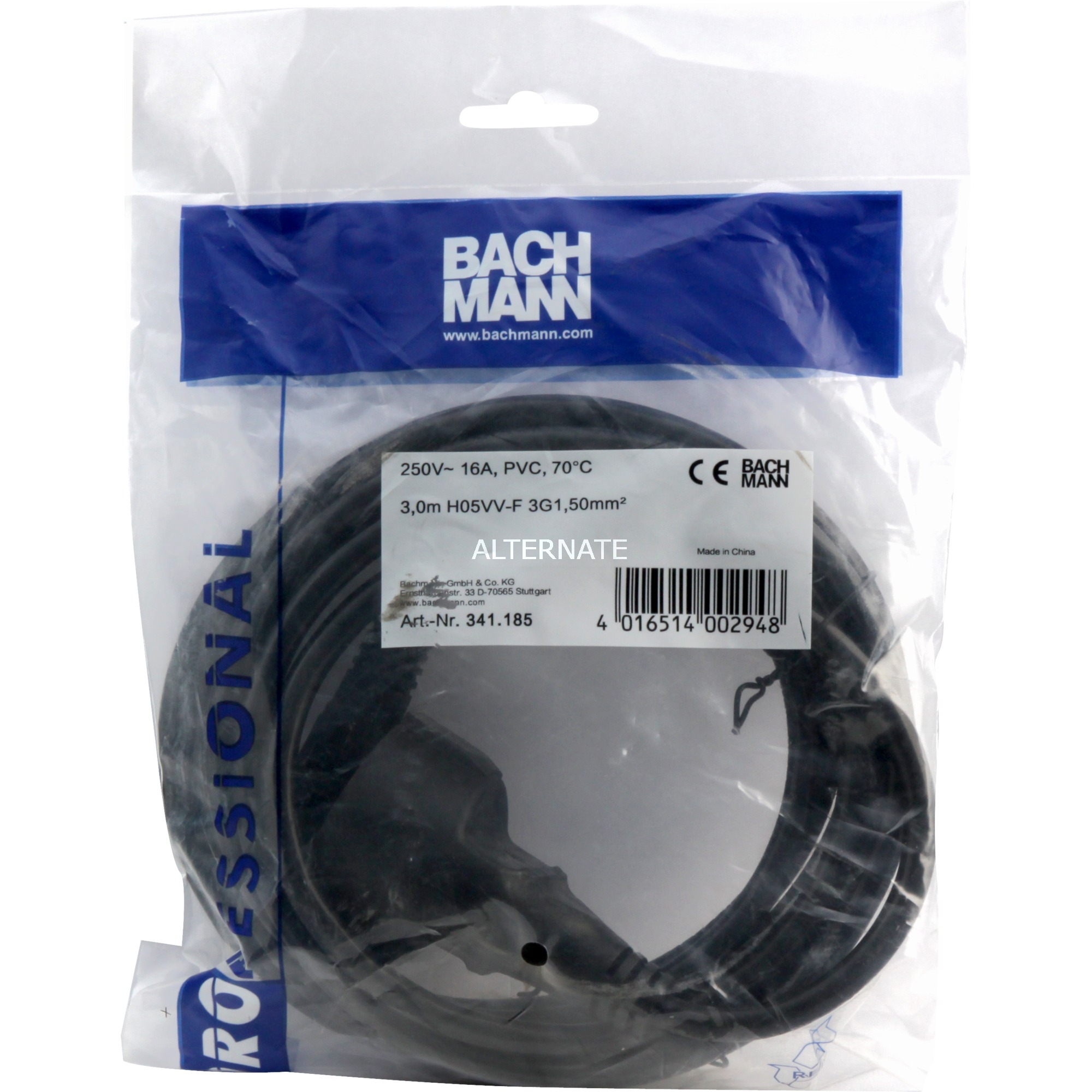 Bachmann Schutzkontakt-Verlängerungskabel 341.185 | 04016514002948 Bachmann Schutzkontakt-Verlängerungskabel 341.185 | 04016514002948
