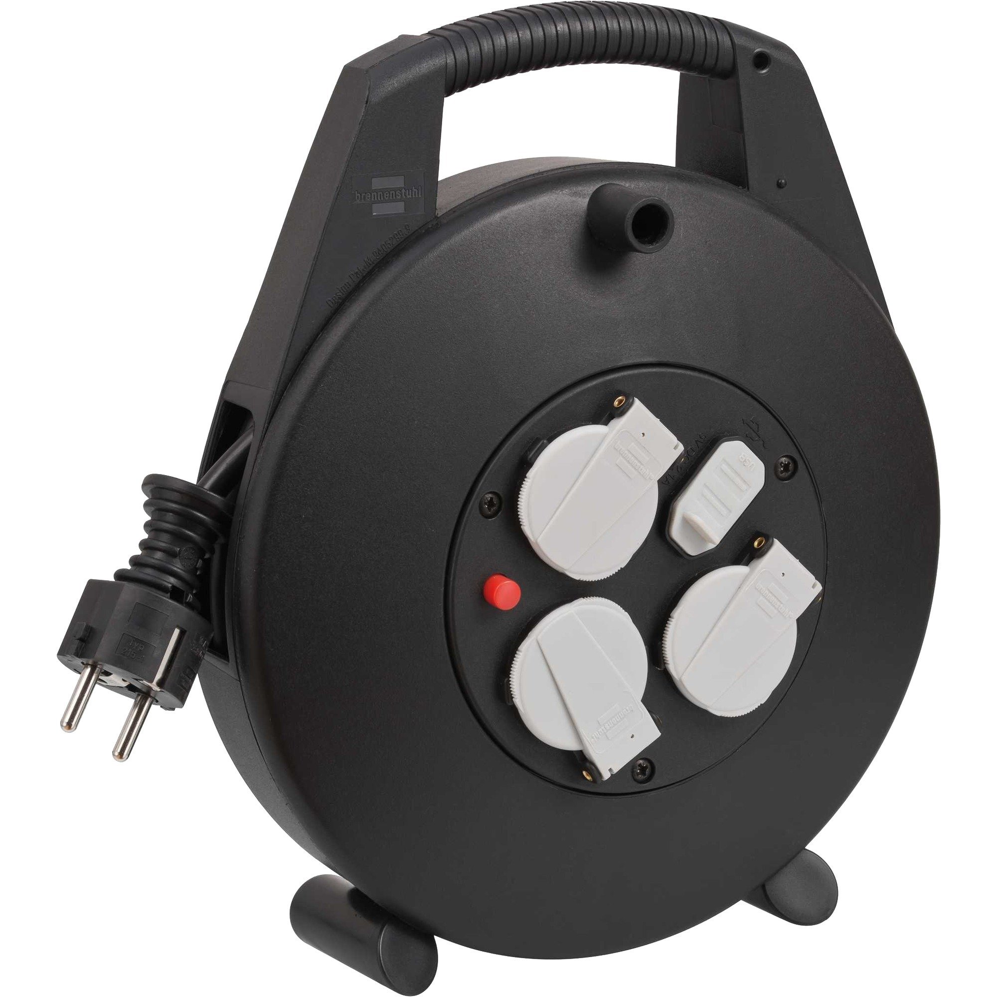 Brennenstuhl Vario-Line Mini-Kabeltrommel 3-fach, mit USB | 04007123661763