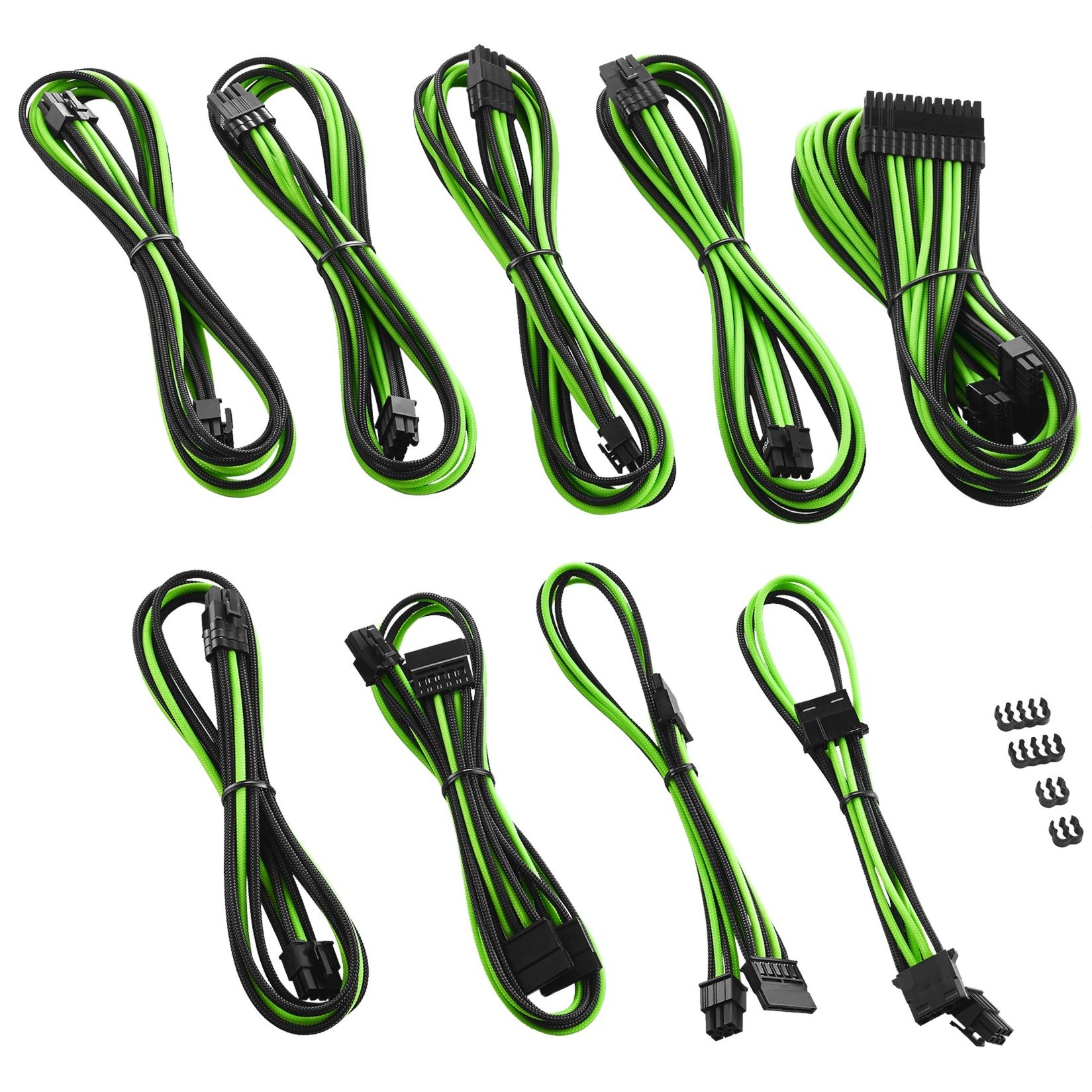 Cablemod PRO ModMesh C-Series Rmi, RMx Cable Kit – BLACK / LIGHT GREEN, Kabelmanagement | 00716894289895 Cablemod PRO ModMesh C-Series Rmi, RMx Cable Kit – BLACK / LIGHT GREEN, Kabelmanagement | 00716894289895