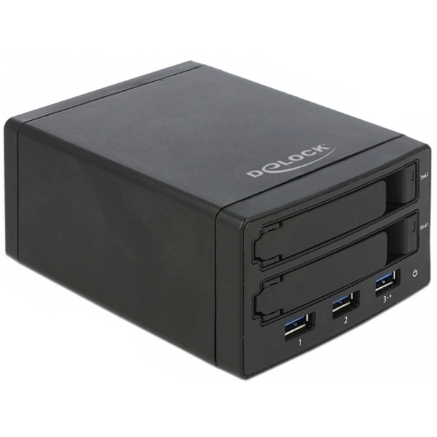 Delock Externes Gehäuse für 2 x 2.5″ SATA HDD / SSD mit RAID + 3 Port USB 3.0 Hub, Laufwerksgehäuse | 04043619426065 Delock Externes Gehäuse für 2 x 2.5″ SATA HDD / SSD mit RAID + 3 Port USB 3.0 Hub, Laufwerksgehäuse | 04043619426065