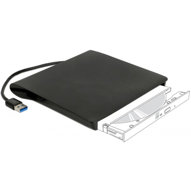 Delock Externes Gehäuse für 5.25″ Ultra Slim SATA Laufwerke 9,5 mm zu USB Typ-A Stecker, Laufwerksgehäuse | 04043619426034 Delock Externes Gehäuse für 5.25″ Ultra Slim SATA Laufwerke 9,5 mm zu USB Typ-A Stecker, Laufwerksgehäuse | 04043619426034